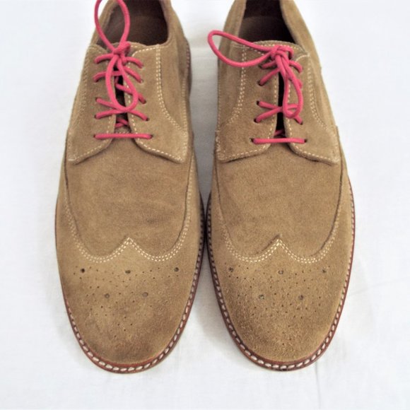 Banana Republic Other - Banana Republic Men's Tan Suede Wingtip Lace-Up Brogue Oxford Shoes Size 9